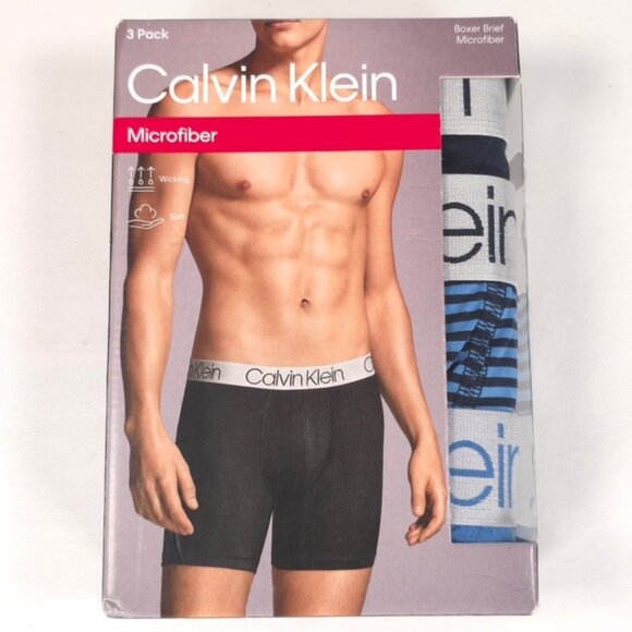 Calvin Klein Men’s 3‎ Pack Boxer Brief LARGE Microfiber Wicking Soft - Picture 1 of 7